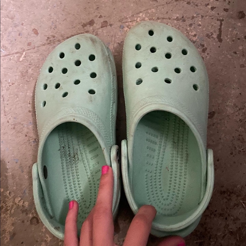 Bluish green crocs